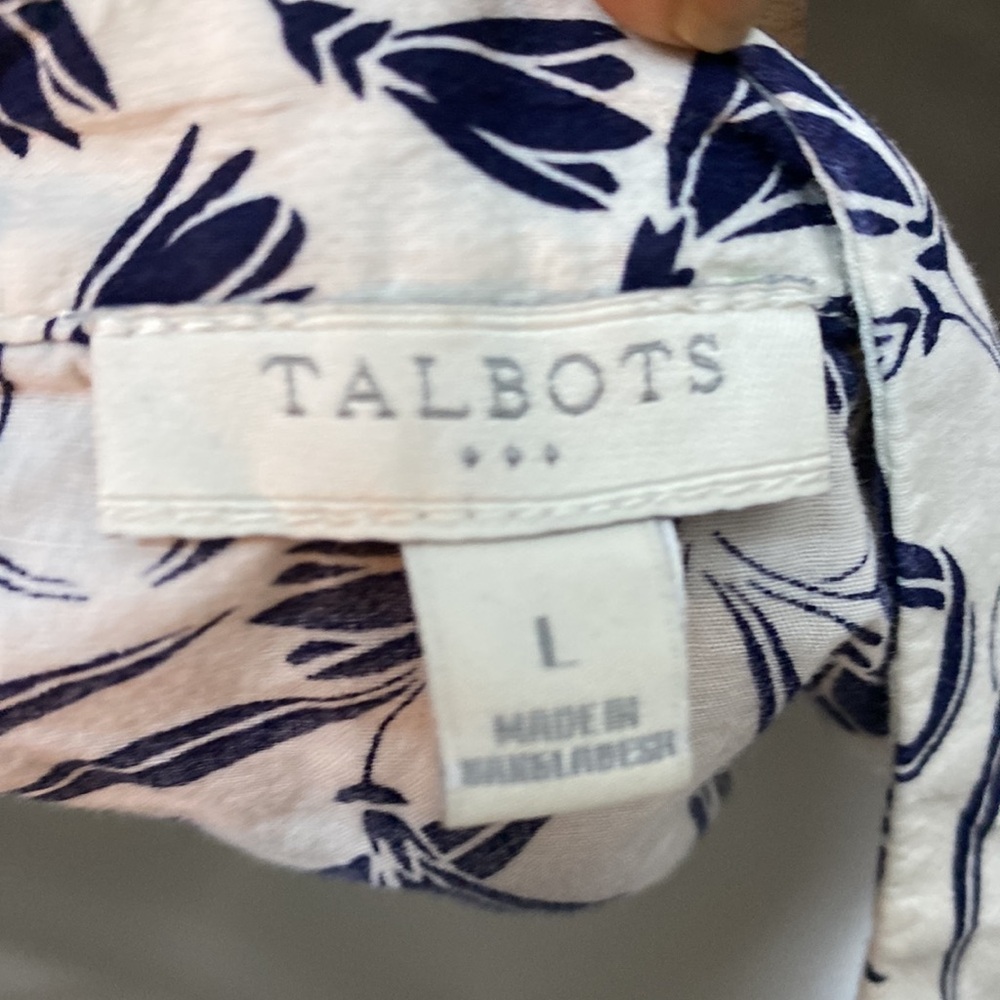Talbots floral tunic with decorative sleeve accents 100% Cotton Size Large - Picture 8 of 8
